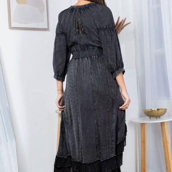 Young Threads Western Boho Elasticated V-neck Midi Dress Size L - Picture 3 of 6